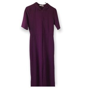 Retro 70s Purple short sleeve zip up jumpsuit